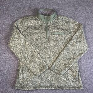Eddie Bauer Mens Quarter Zip Sweater Fleece Pullover Olive Green Marl Size M